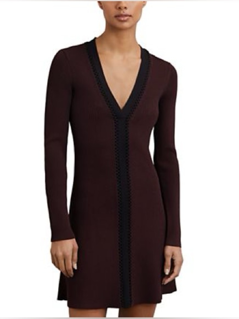 REISS Alma Craft Detail Knit Mini Dress